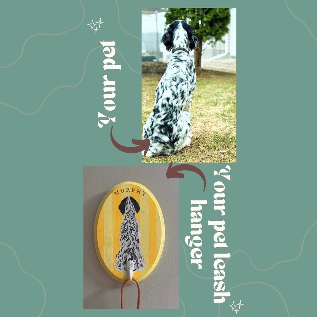 Custom Hand-Painted Pet Portrait Leash Hanger